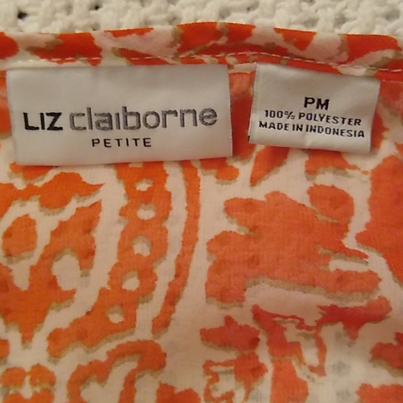 Liz Claiborne sheer top. Petite medium, Orange - Picture 4 of 4